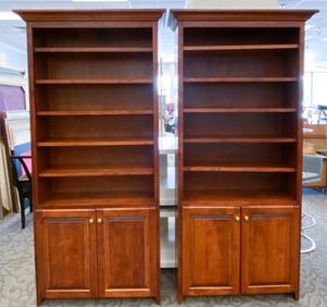 Pair of Birch With Cherry Stain 5- Shelf Bookcase