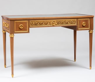 Fine French Game Table With Leather Top 