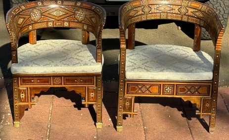 Pair of Mid Eastern Chairs With Inlay 