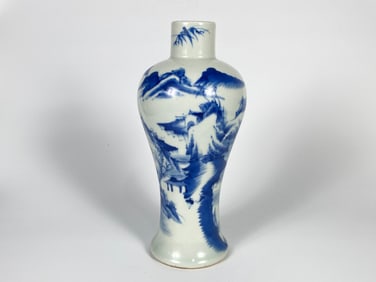 A Blue-White 'Landscape'Porcelain Vase 