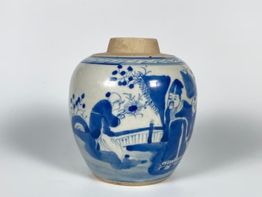 Chinese Small Blue and White Figures''Ginger Jar