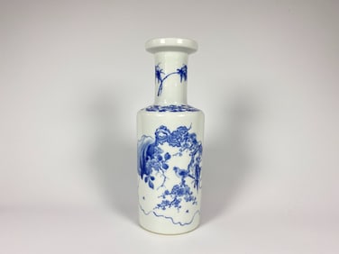 Chinese Blue and White Rouleau Vase