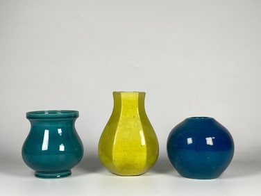 Group of Three Monochrome-Glazed Jar and Vase
