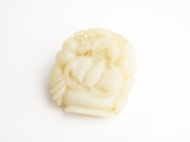 Chinese Carved White Jade 'Bat and Vase' Plaque