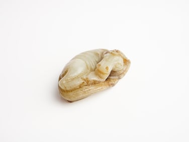 Chinese Carved Jade Recumbent Horse