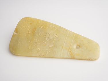 Chinese Carved Jade Ceremonial Blade Pendant