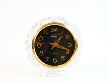 Mayak Crystal Table Clock Made In USSR,1970s
