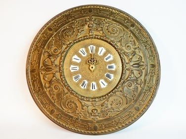  French Victorian Ornate Brass Nouveau Porcelain Clock ,19th C