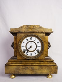 1882 Ansonia Co Iron Case Mantel Clock