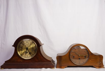 Lot of 2 Vintage German Wood Case Mantel Clocks(No Working)