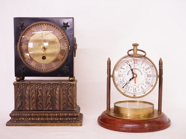 Lot of 2 Vintage Desk Clocks