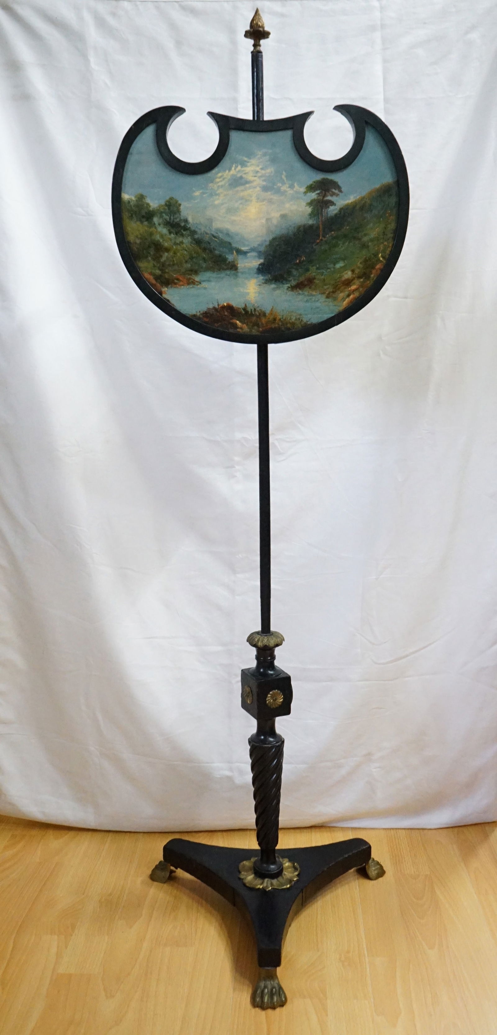 Vintage Handpainted Pole Screen/Fire Screen: Approximate size: 53x15.75 in Shipping: We offer in-house shipping services for most small items. This means that we will take care of packing and shipping the items directly to you. For larger or spe