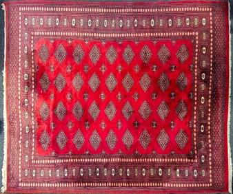 Handmade Pure Wool Red Patterned Rug