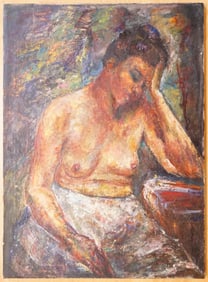 Vintage Oil on Canvas,Nude Woman