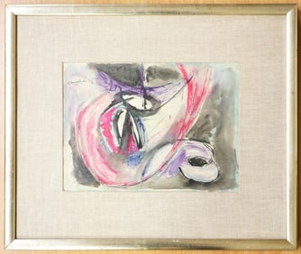 Vintage Artist Signed Abstract Watercolor on Paper