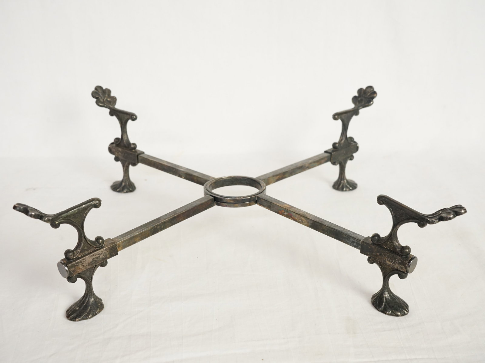 Antique European Style Adjustable Silver Plated Dish Cross Stand (1 of 5)