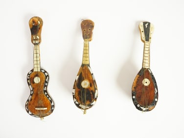 Lot of 3 Lutes With Tortoise Shell and Mother-of-Pearl Inlays
