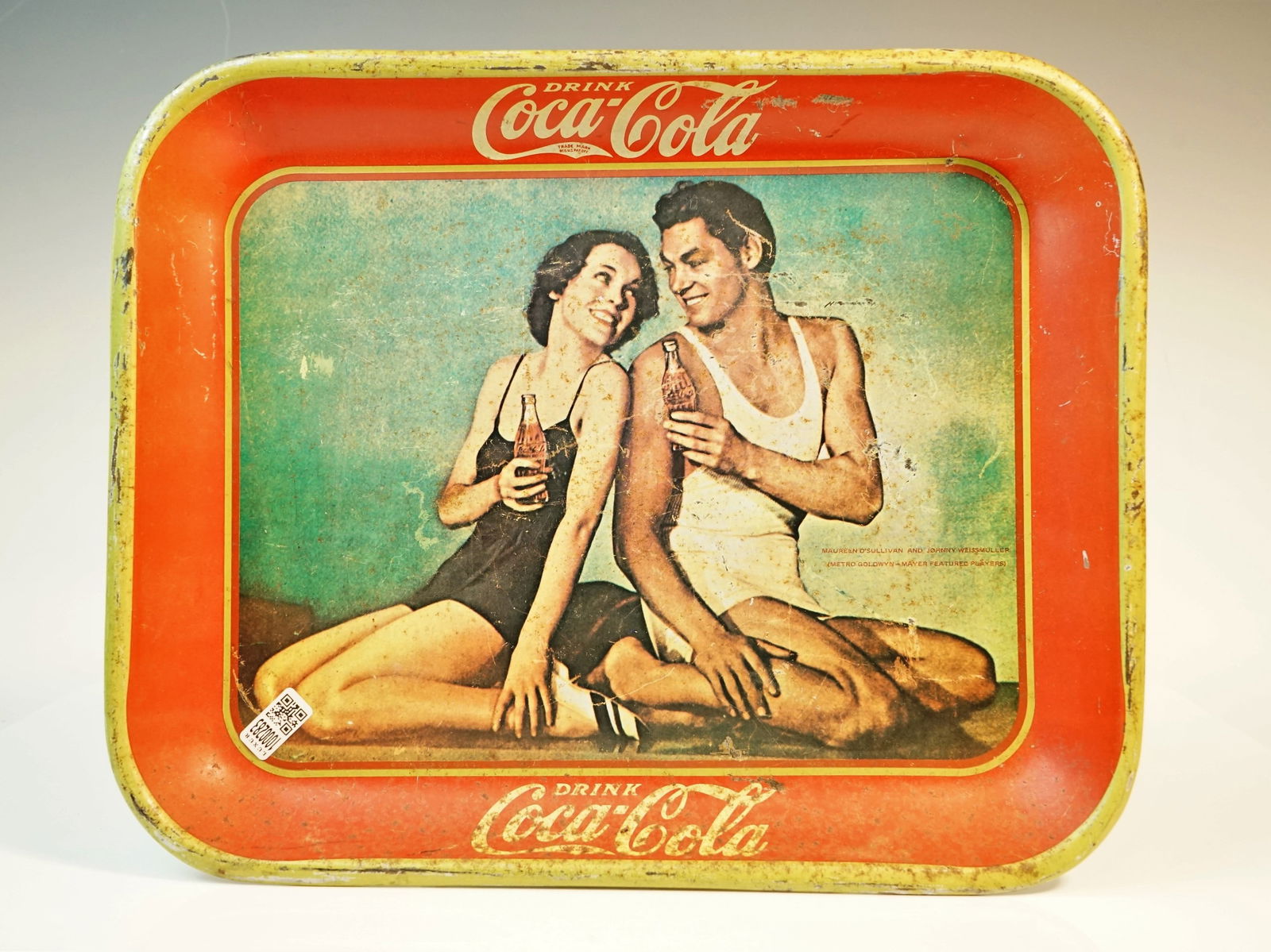Coca Cola 1934 Metal Tray Tarzan Johnny Weissmuller Maureen O'Sullivan (1 of 3)
