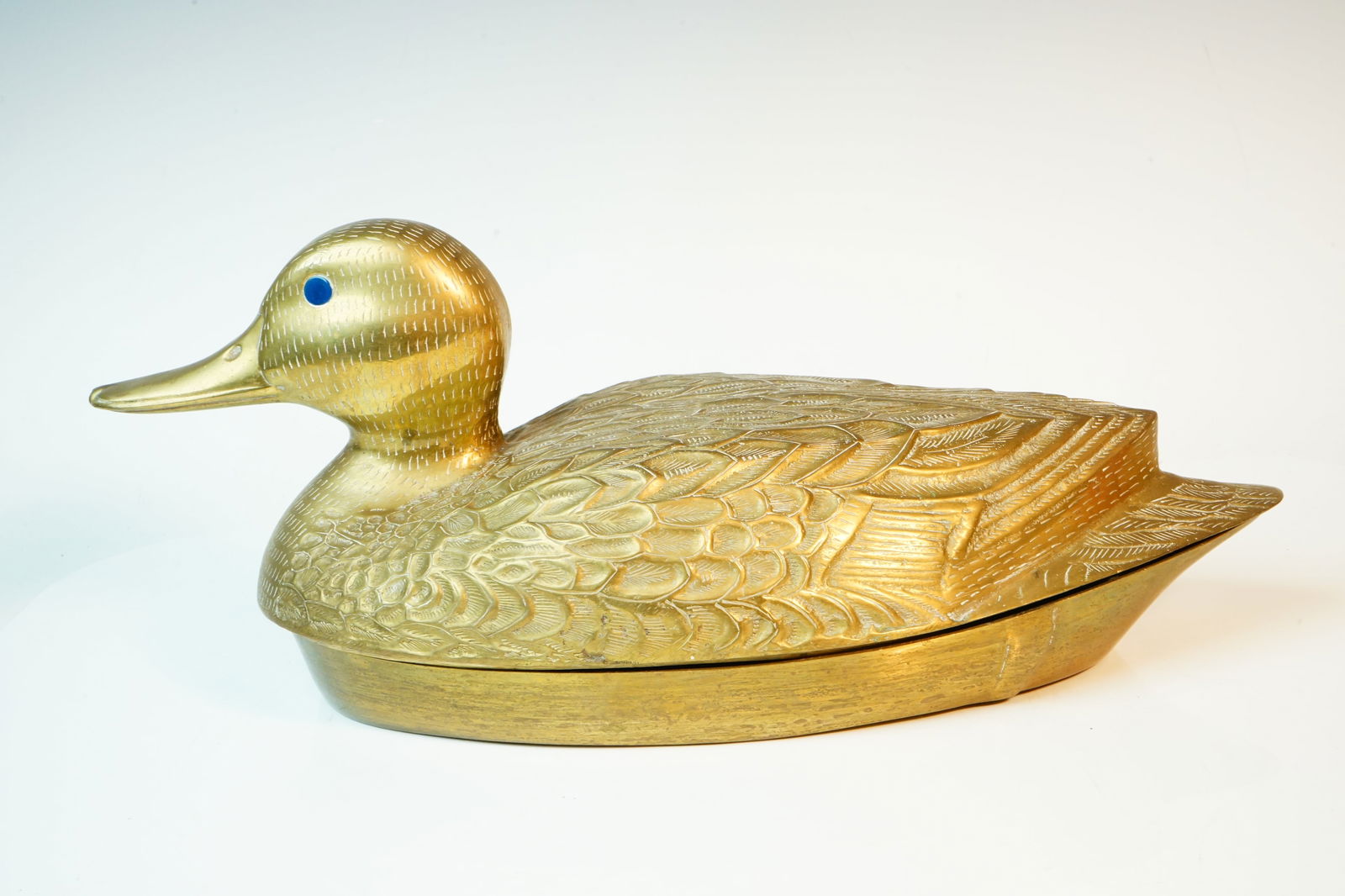 Vintage Brass Duck Bird Covered Bowl Box Container (1 of 6)