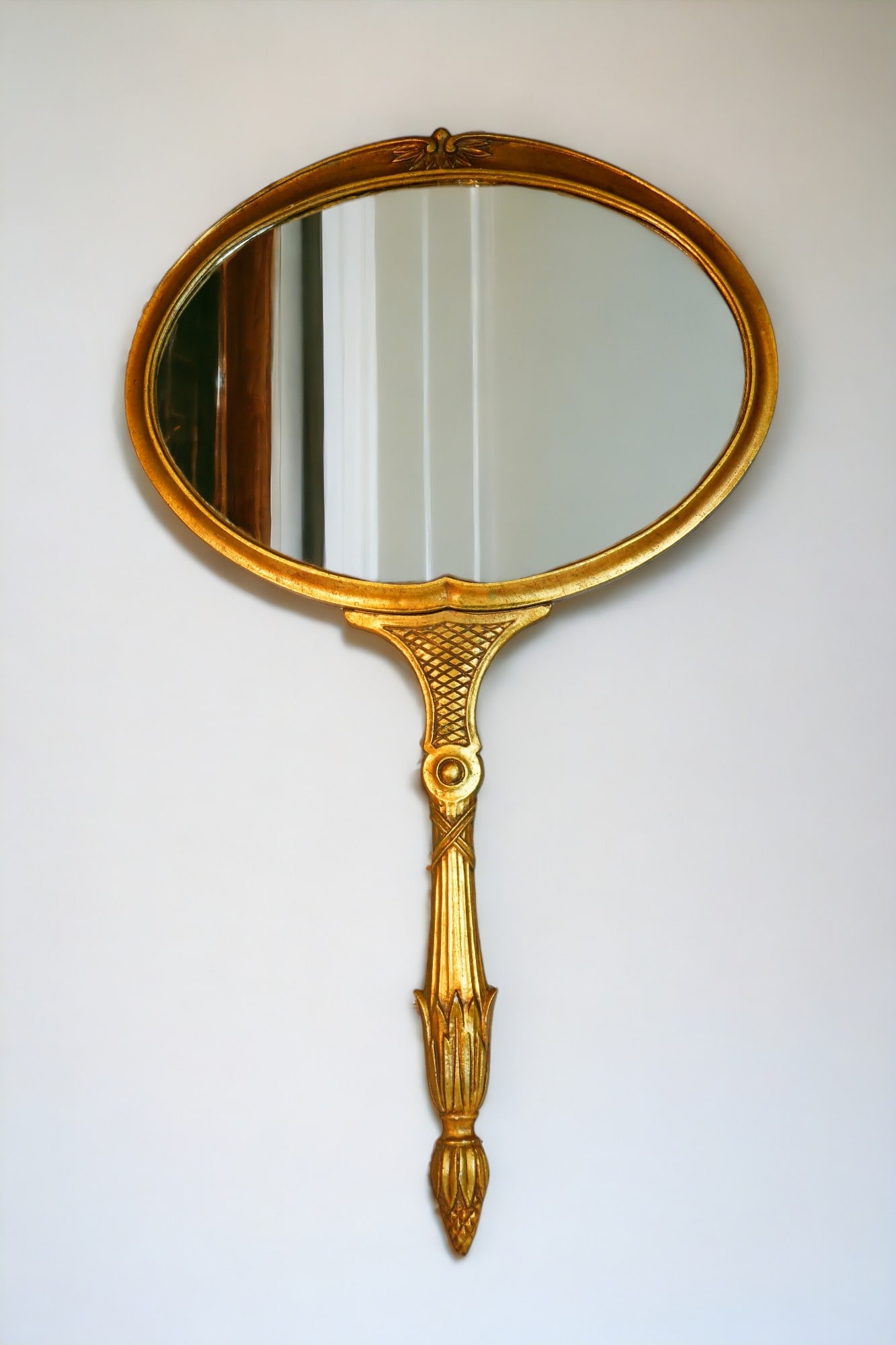 Italian Style Palladio Large Scale Hand Mirror Shaped Wall Mirror (1 of 5)
