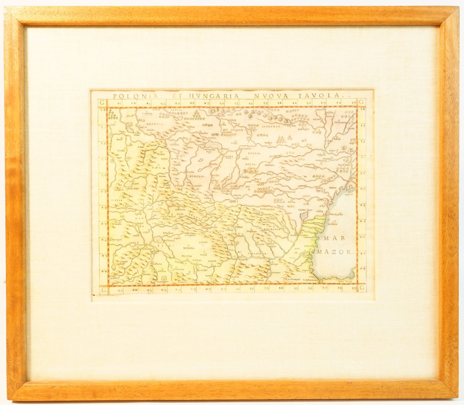 16th Century Hand Colored Engraved Map of Poland and Hungary (1 of 3)