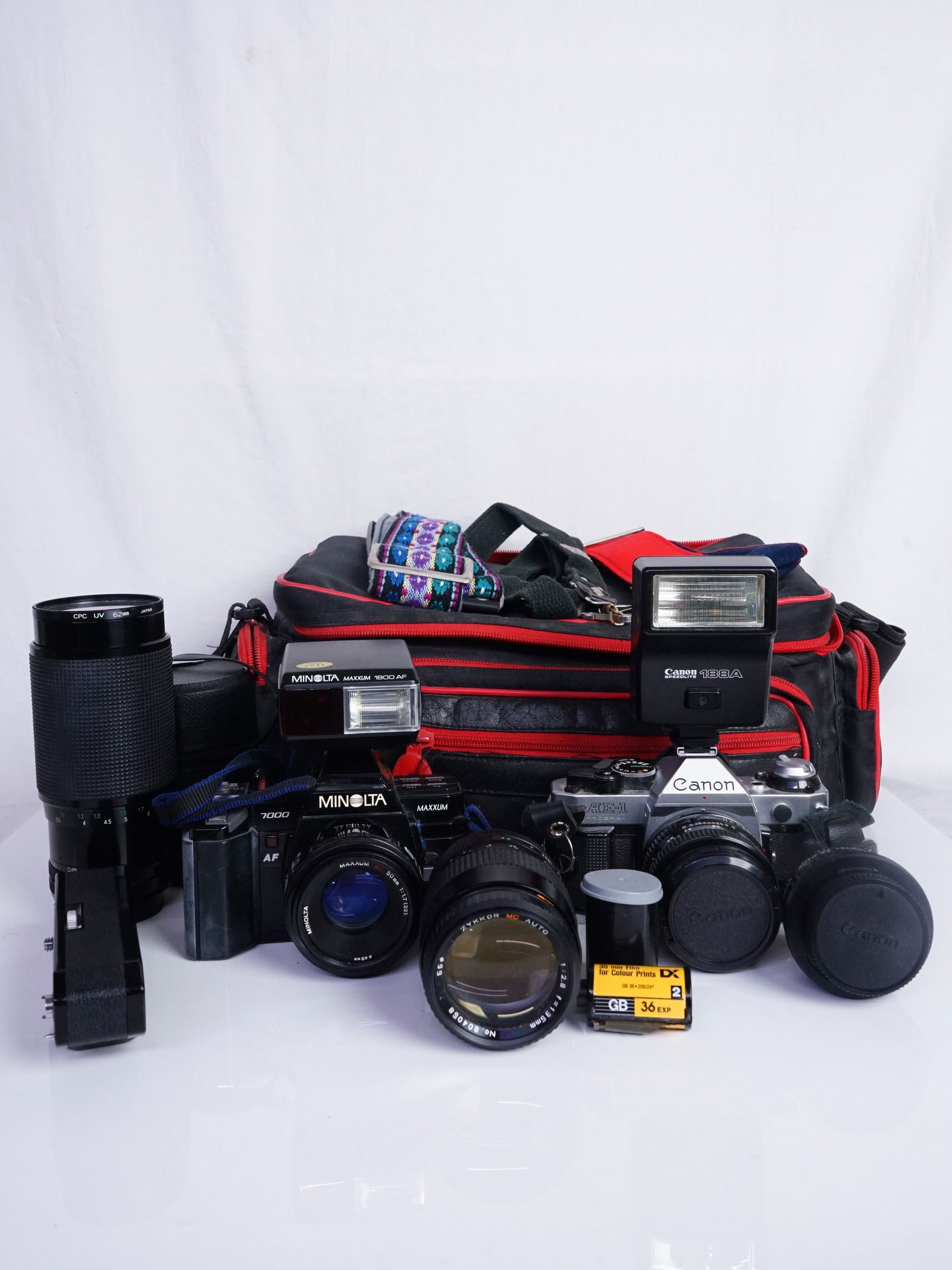 Minolta Maxxum 7000 35mm Film Camera/Canon AE-1 Program 35mm Film Camera with Lens (1 of 6)