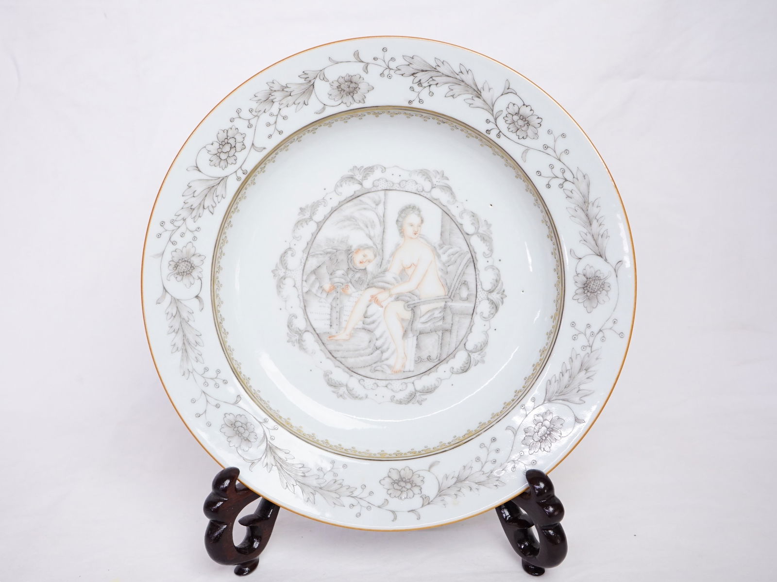 Chinese Export Grisaille 'Figural ' Plate, Qing Dynasty (1 of 9)