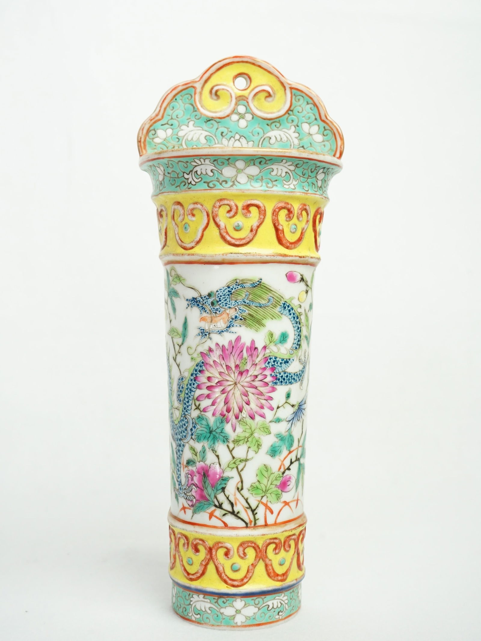 Chinese Famille Rose Wall Pocket Vase ,Qing Dynasty (1 of 8)