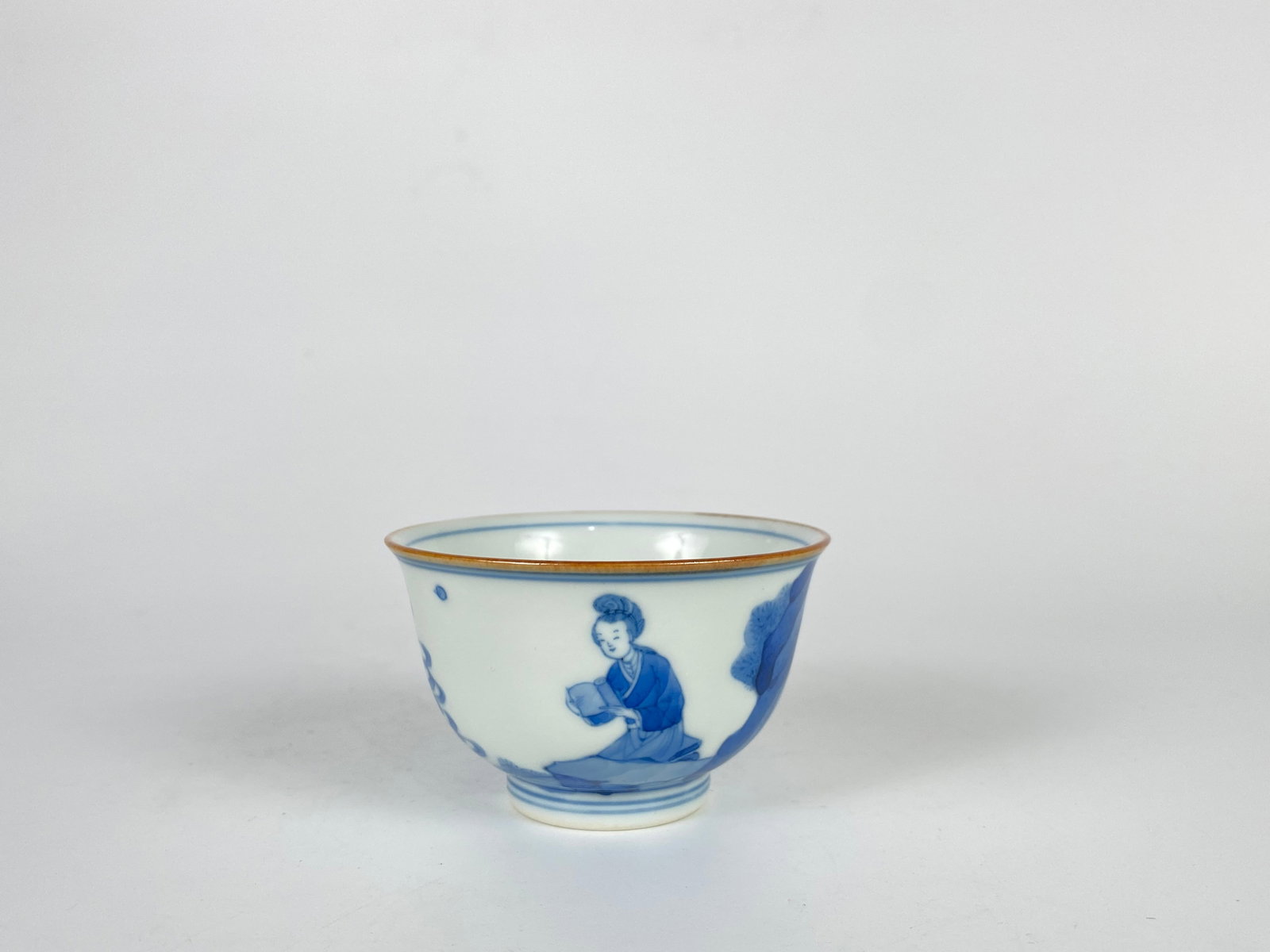 Chinese Blue and White 'Lady' Wine Cup: Approximate size:1.5x2.5 in(HxD) Shipping: We offer in-house shipping services for most small items. This means that we will take care of packing and shipping the items directly to you. For larger or 