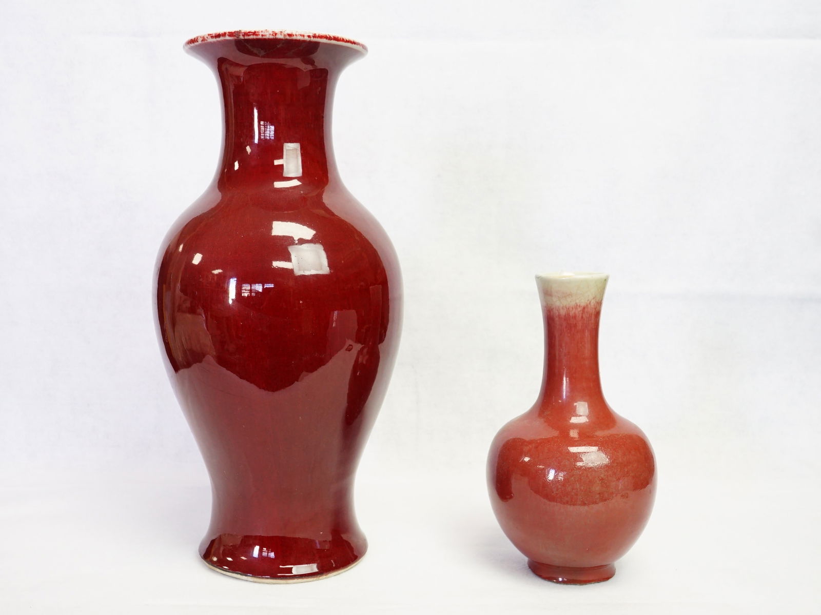 Lot of 2 Chinese Red Glazed Vases (1 of 12)