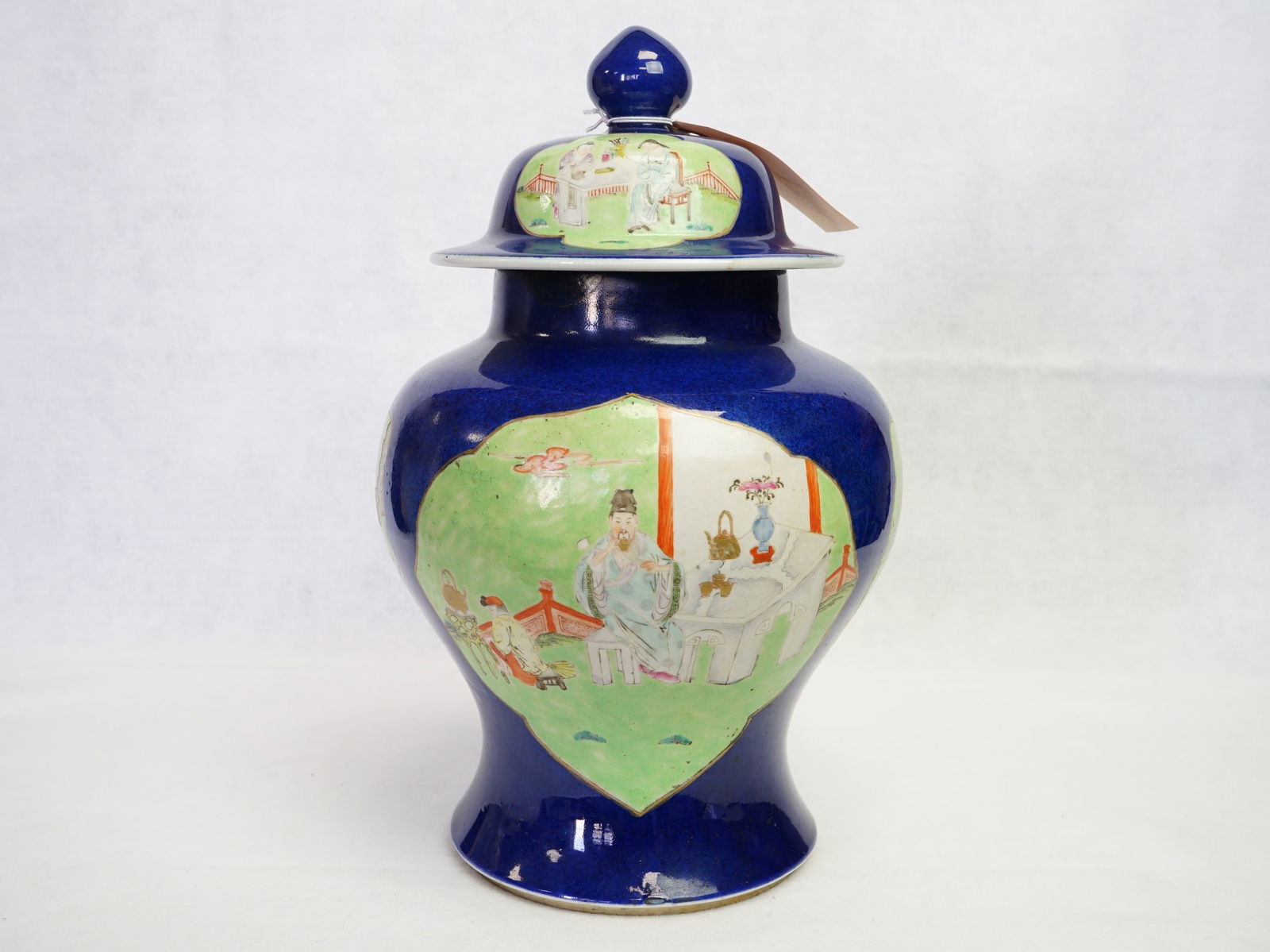 Chinese Famille Rose Blue Glazed Jar With Lid, 19th Century (1 of 15)
