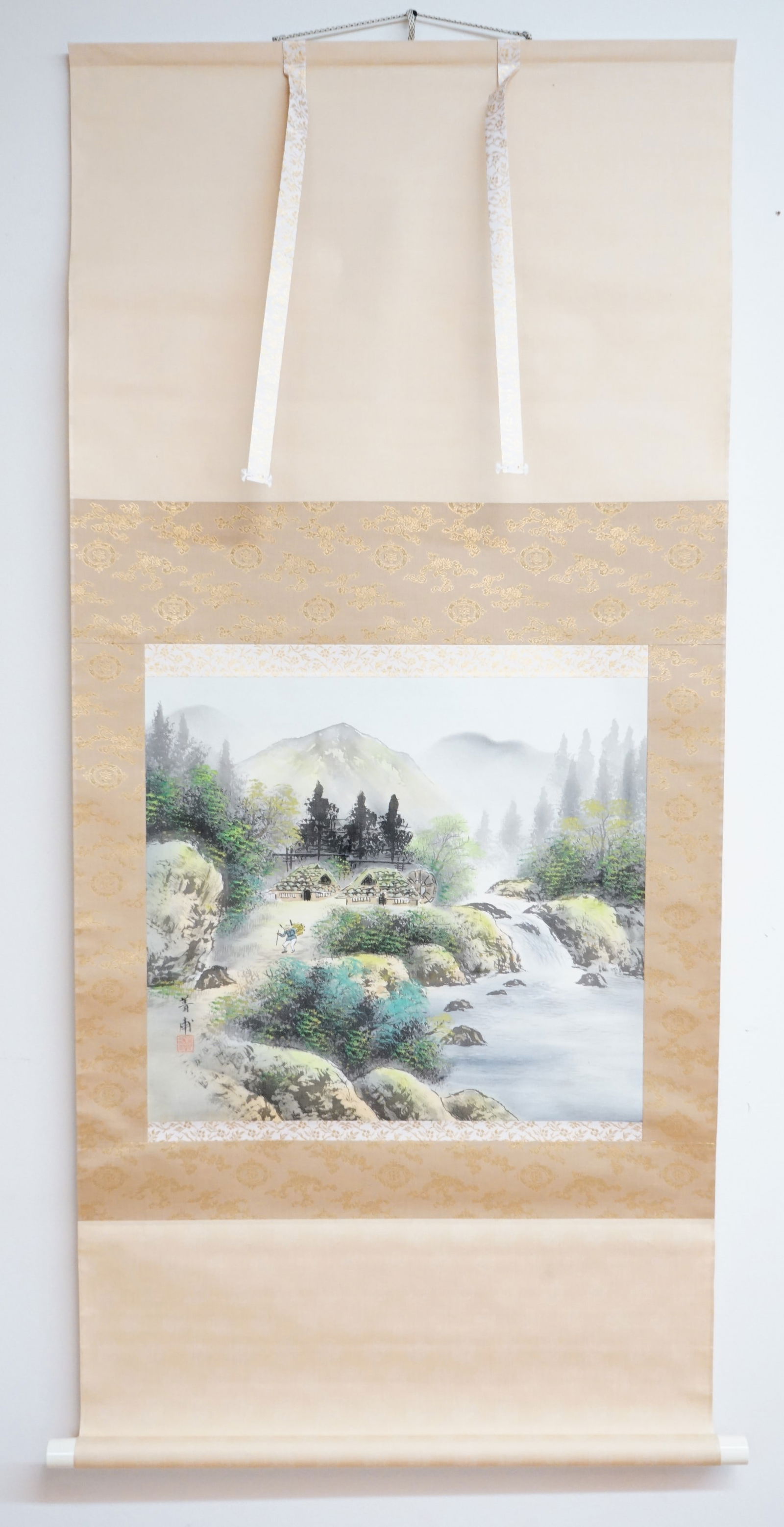 Japanese Silk Painting Hanging Scroll Japan Landscape (1 of 3)