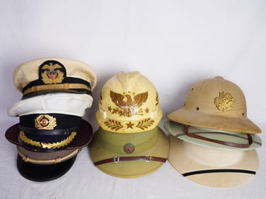 Lot of 7 Vintage Military and Other Hats