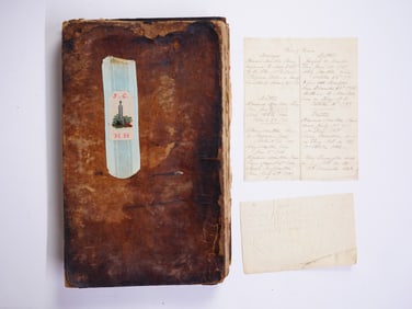 An old Book Published In 1796 with Handwritten Papers and Bookmark
