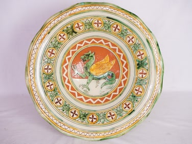 Vintage Signed Italian Faience Centerpiece Bowl