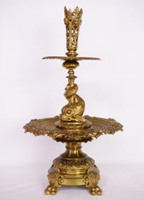 Vintage French Gilt Brass Footed Candle Holder