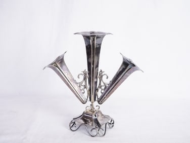 Antique English Silver Plated 3 Branch Epergne
