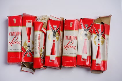 Set of 7 Vintage Italian Cavatappa A Leva Lever Wine Corkscrews