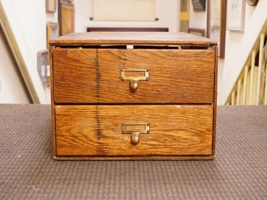 Vintage Wood Cabinet with 2 Drawer