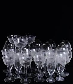 Set of 35 Eched Glasses