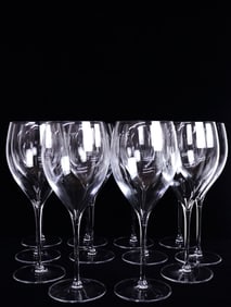 Set of 12 Italian Luigi Bormioli Crystal Clear Wine Glasses