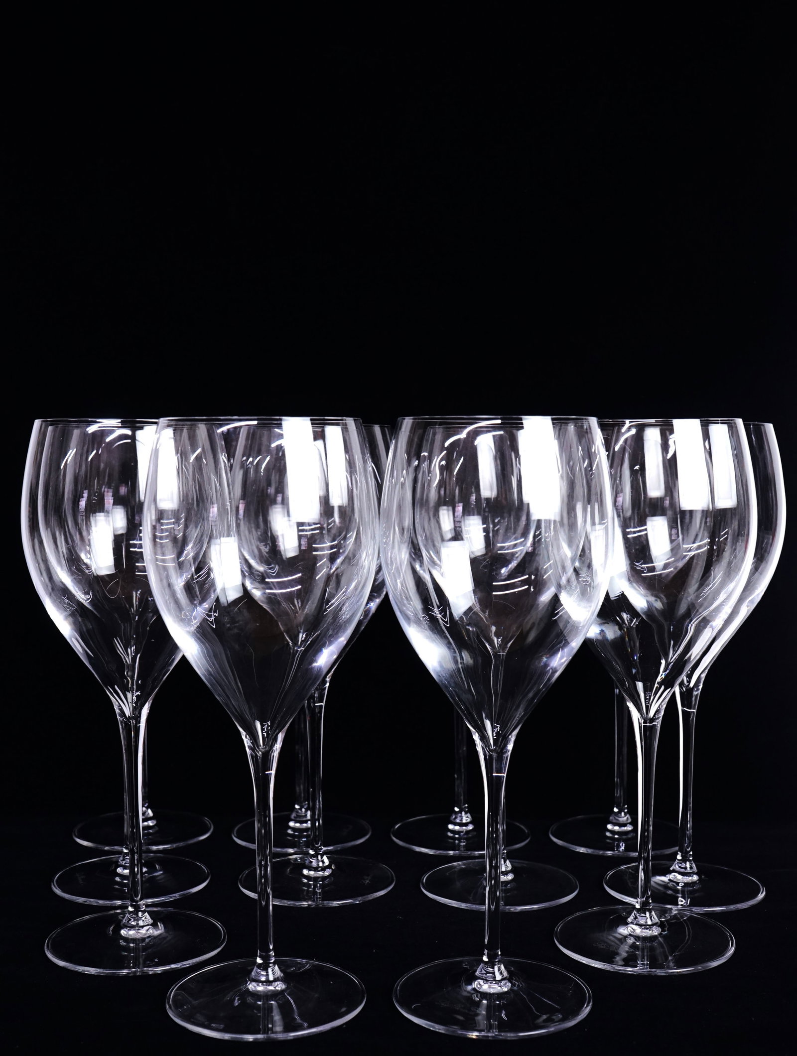 Set of 12 Italian Luigi Bormioli Crystal Clear Wine Glasses: Approximate size: H:10.25 in Shipping: We offer in-house shipping services for most small items. This means that we will take care of packing and shipping the items directly to you. For larger or spec