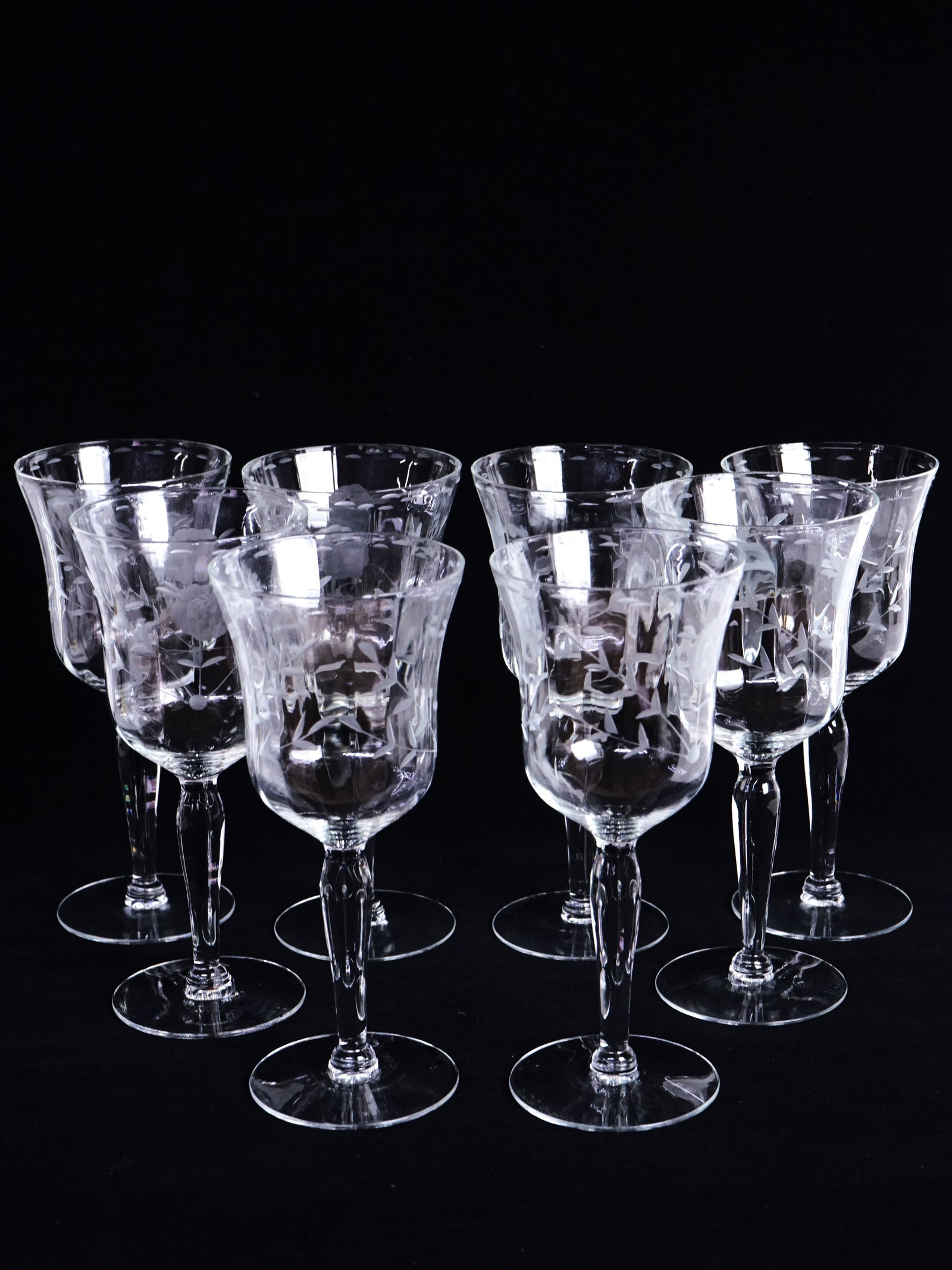 Set of 8 Eched Wine Glasses: Approximate size: in Shipping: We offer in-house shipping services for most small items. This means that we will take care of packing and shipping the items directly to you. For larger or specialized 