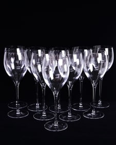 Set of 10 Italian Luigi Bormioli Crystal Wine Glasses