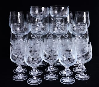Set of 30 Bohemia Style Etched Wine Glasses