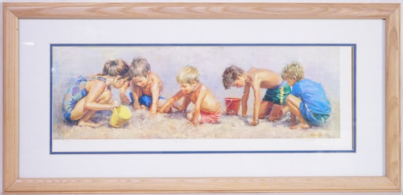 Raad Lucelle(American,B.1942) Lithograph ,Beach Scenes with Children