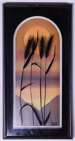 Lucid Lines Modernist Virgil Thrasher Painted Glass,1974