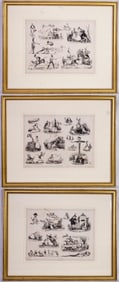 Set of 3 Le Poitevin (French, 1806-1870) Lithographies, Les Diables