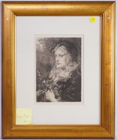Anna Lea Merritt(American, 1844-1930) Etching,Ophilia