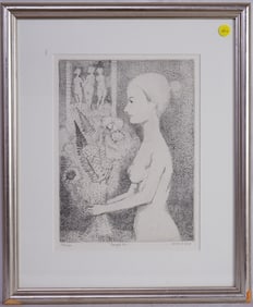 Jerome Kaplan(American, 1920 - 1997) Etching,Bouquet Girl